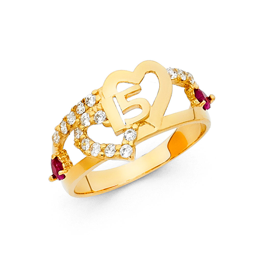 14KY CZ 15YEARS RING