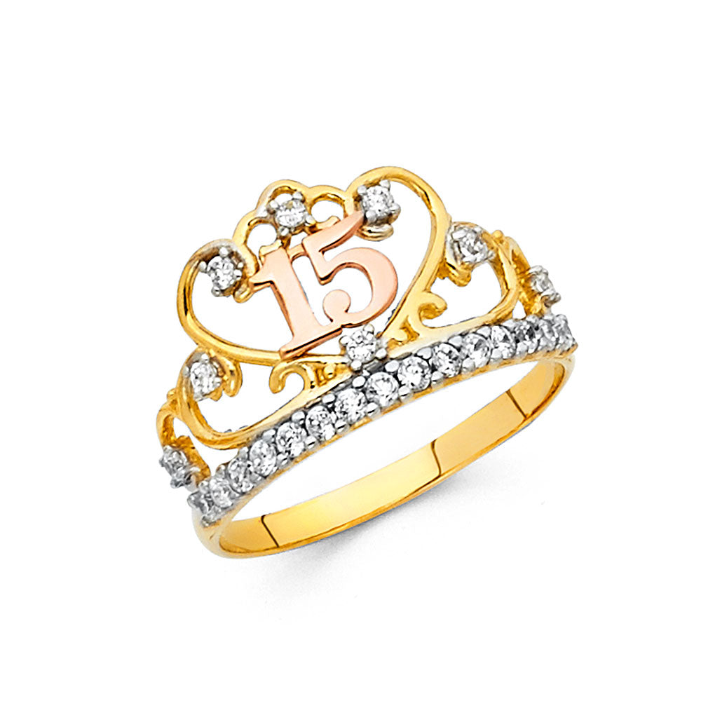 14K 3C CZ 15YEARS RING