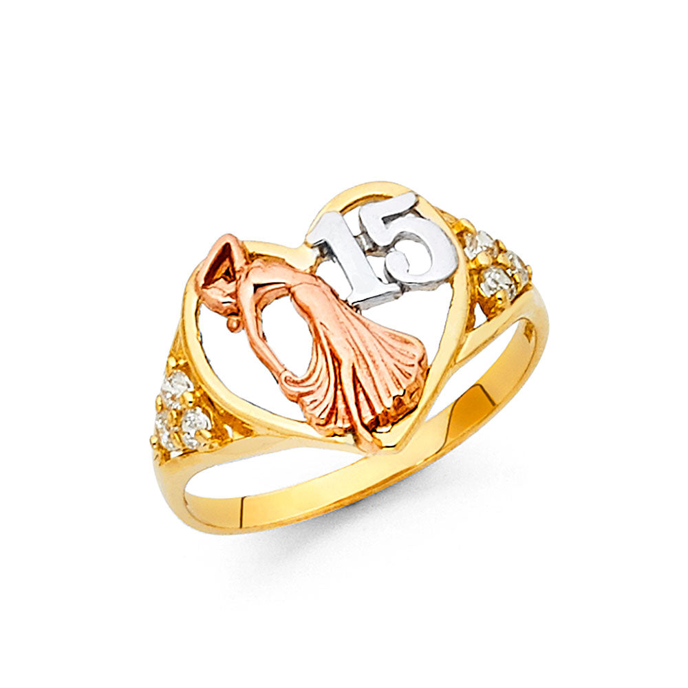 14K 3C CZ 15YEARS RING