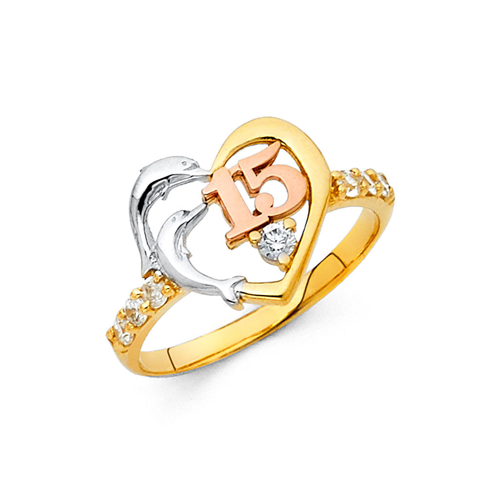 14K 3C CZ 15YEARS RING