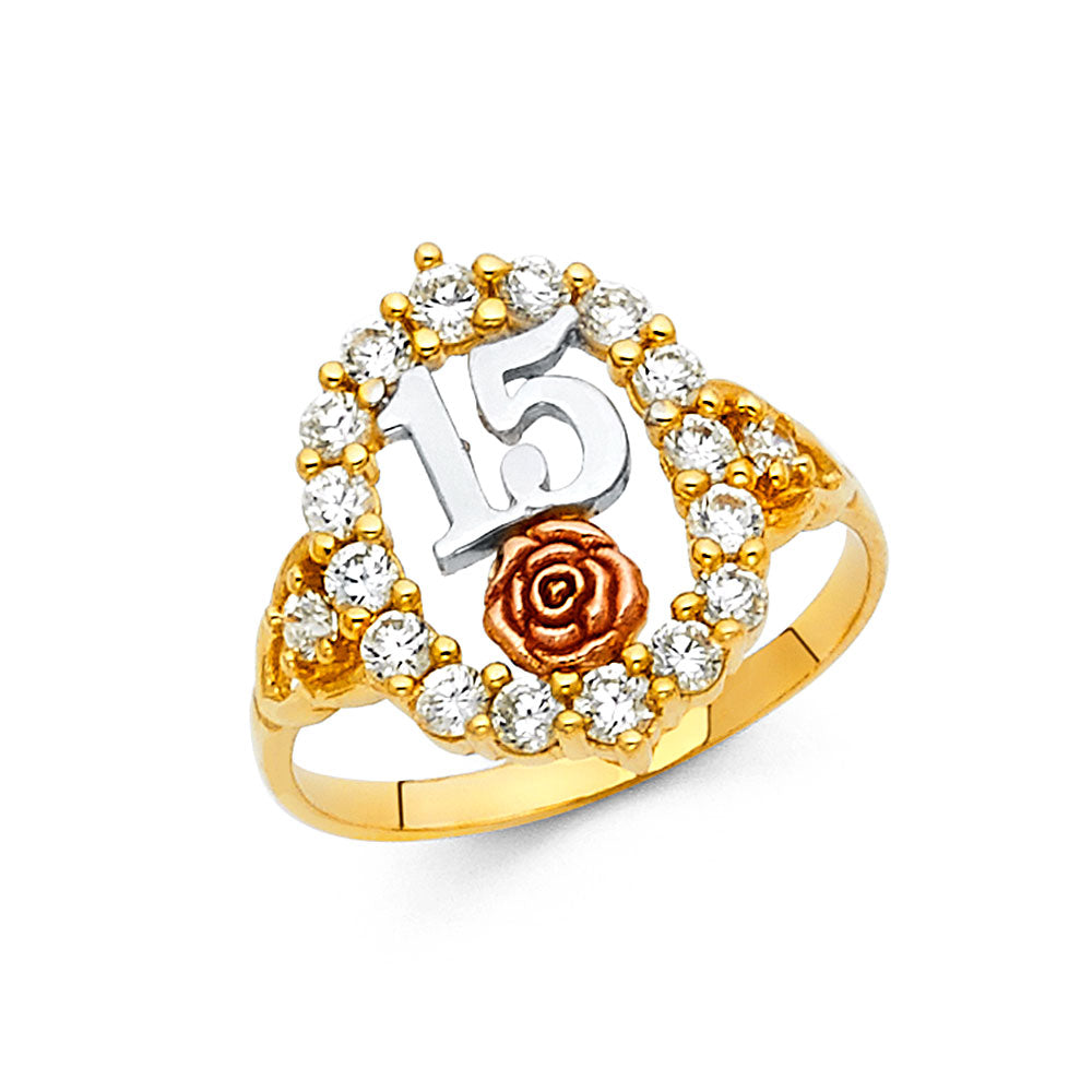 14K 3C CZ 15YEARS RING