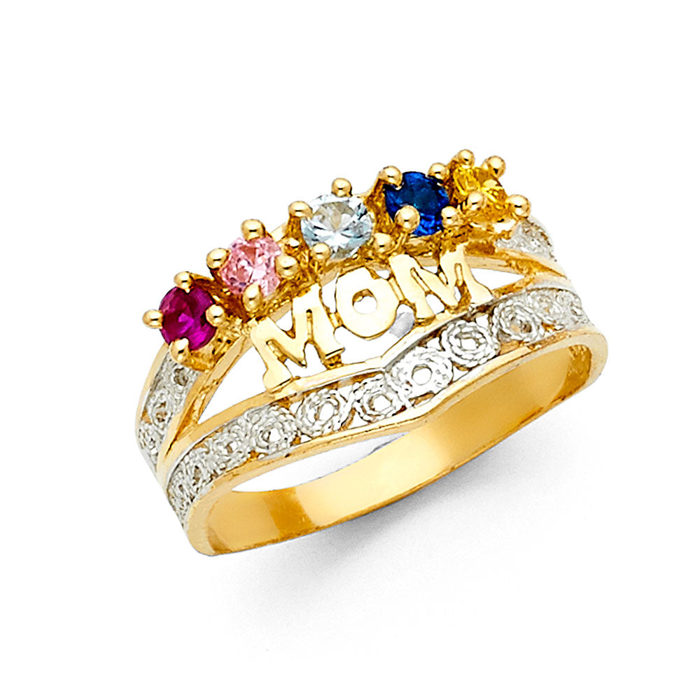 14KT CZ MOTHERS RING