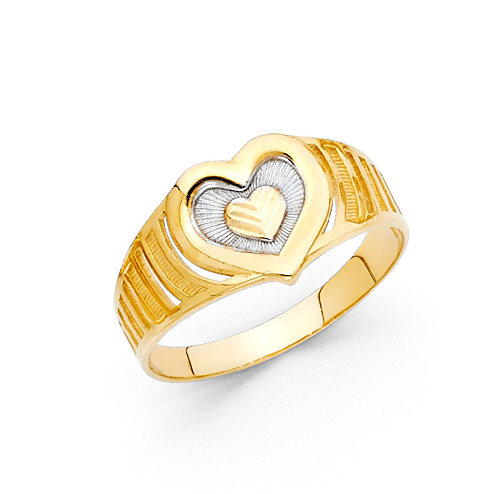 14K 2T FANCY HEART RING