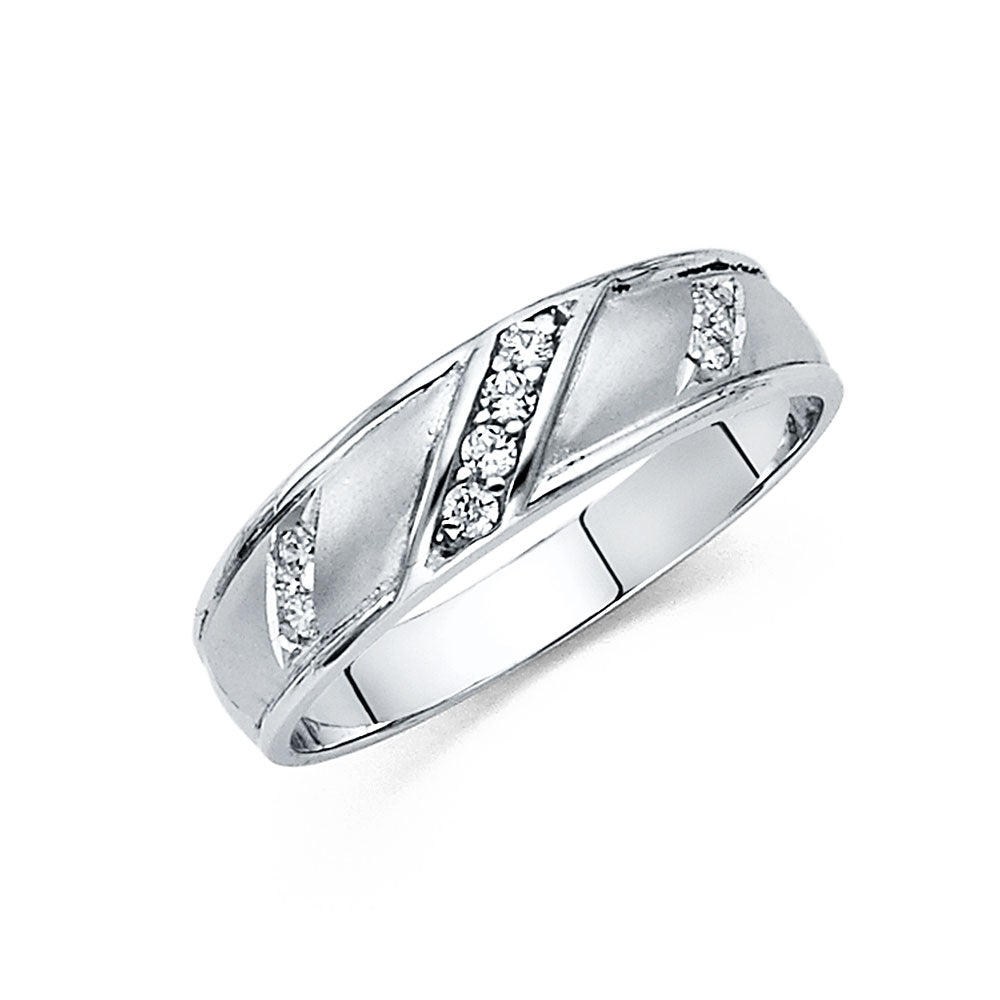 14KT CZ WEDDING BAND MEN (RG201)