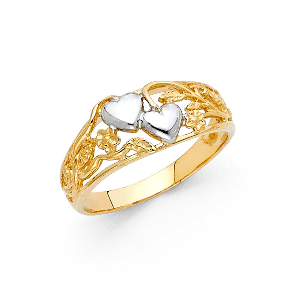 14K 2T FANCY HEART RING