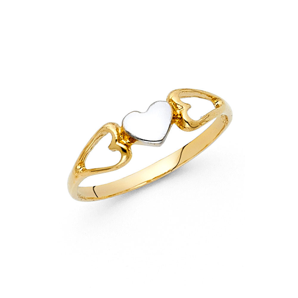 14K 2T FANCY HEART RING