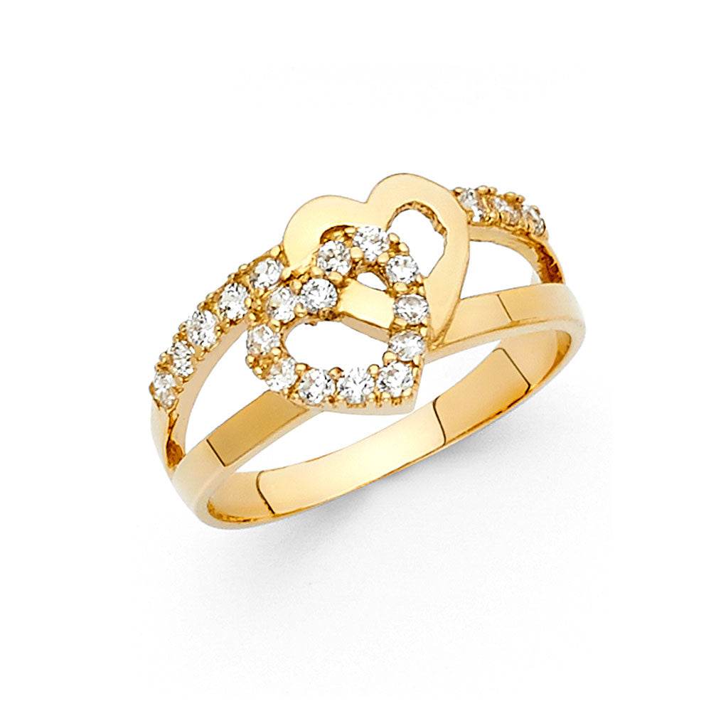 14KY CZ FANCY HEART RING