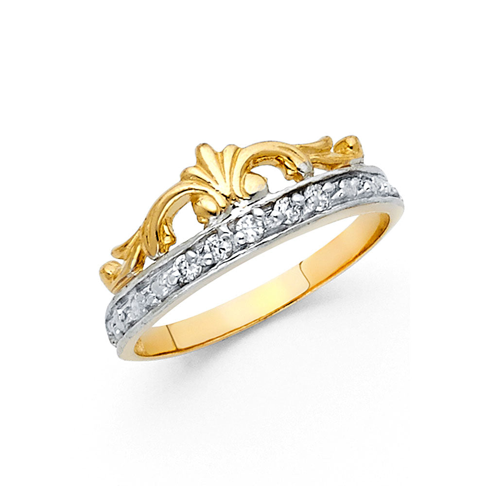14K 2T CZ FANCY HEART RING