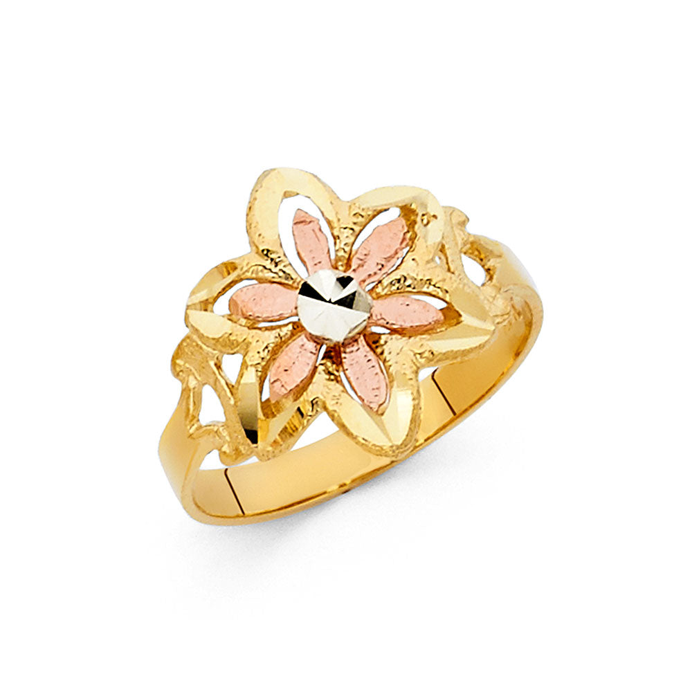 14K 3C FANCY FLOWER RING