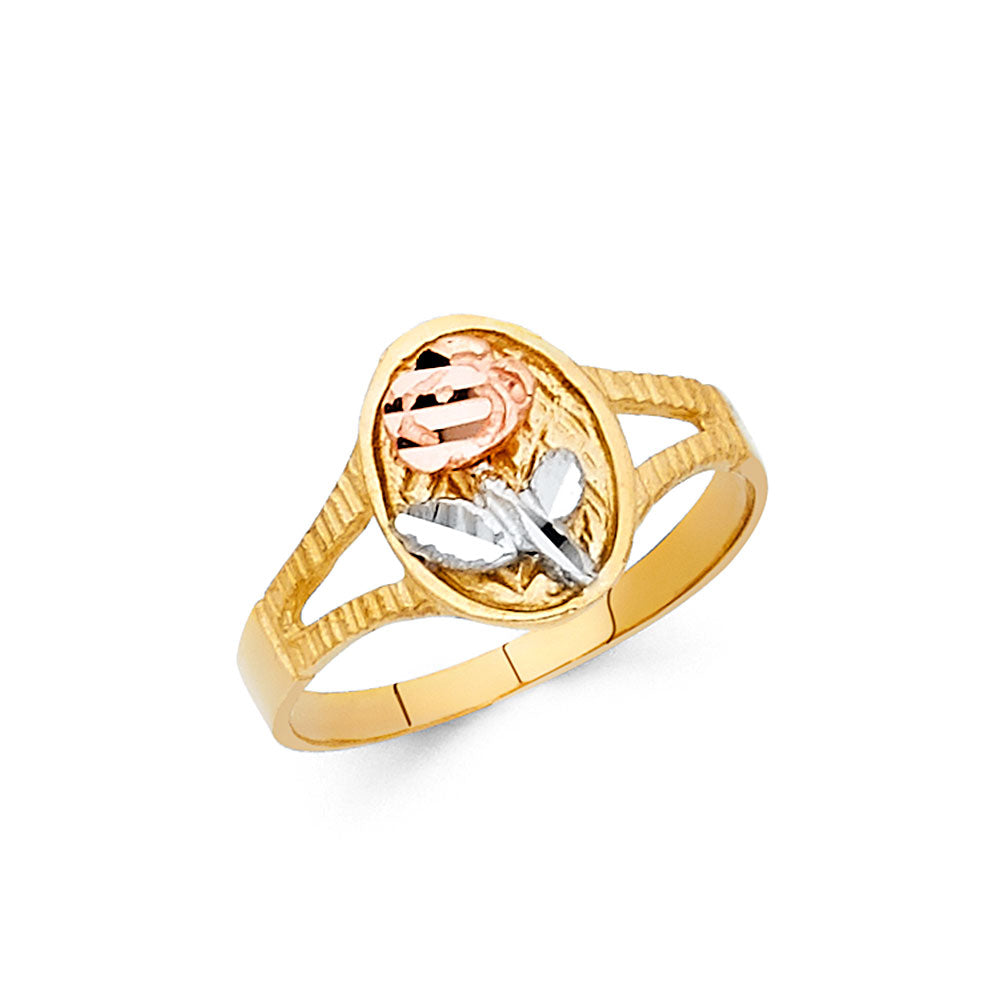 14K 3C FANCY FLOWER RING