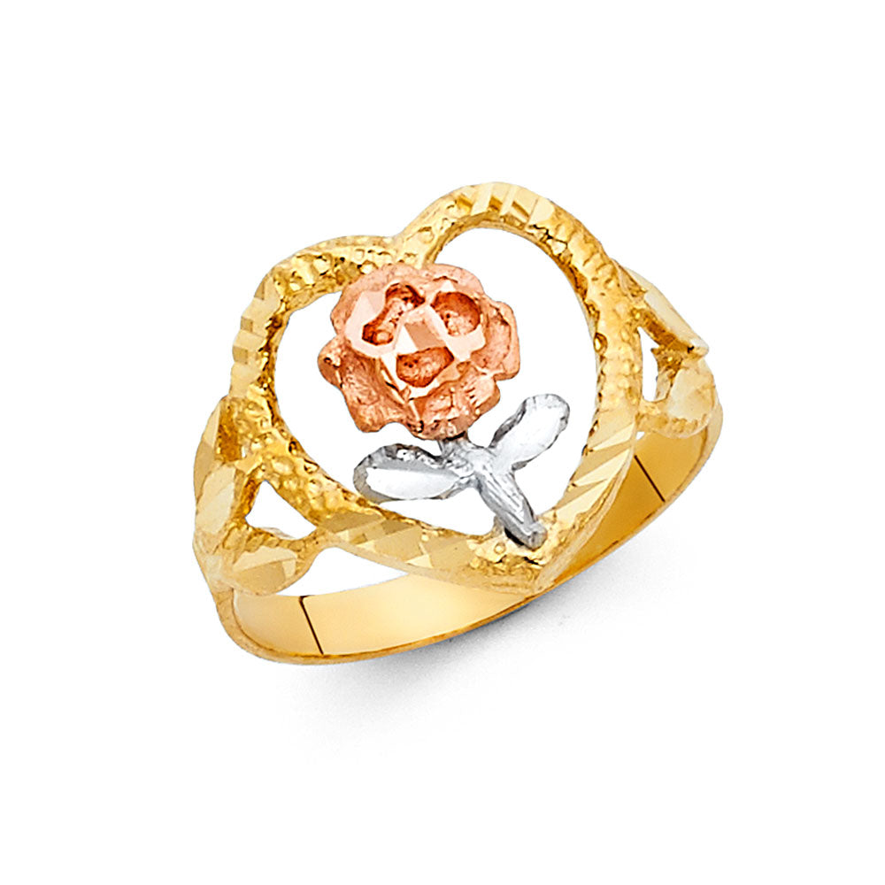 14K 3C FANCY FLOWER RING