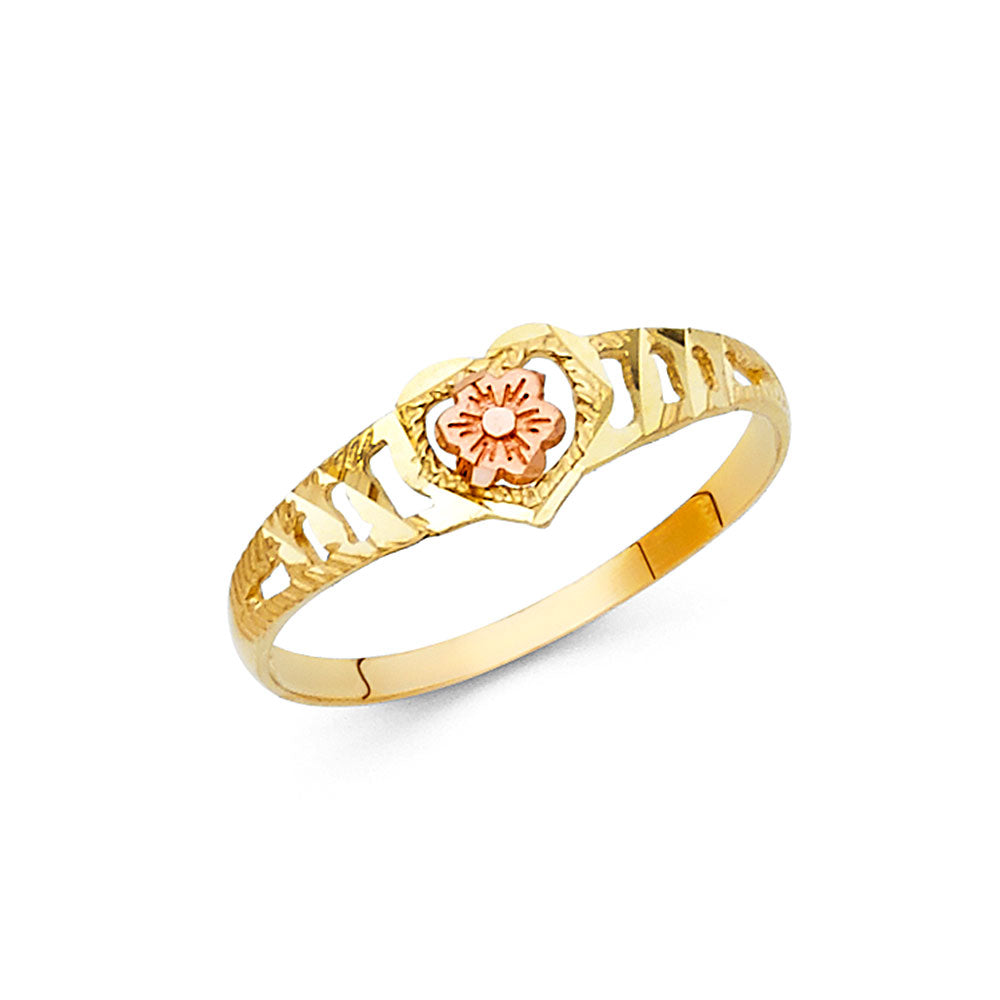14K 2C FANCY FLOWER RING