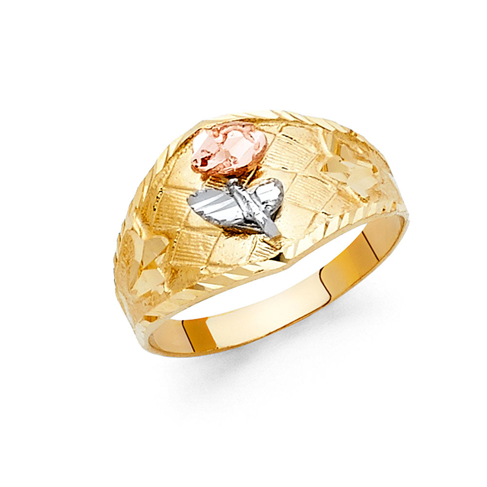 14K 3C FANCY FLOWER RING
