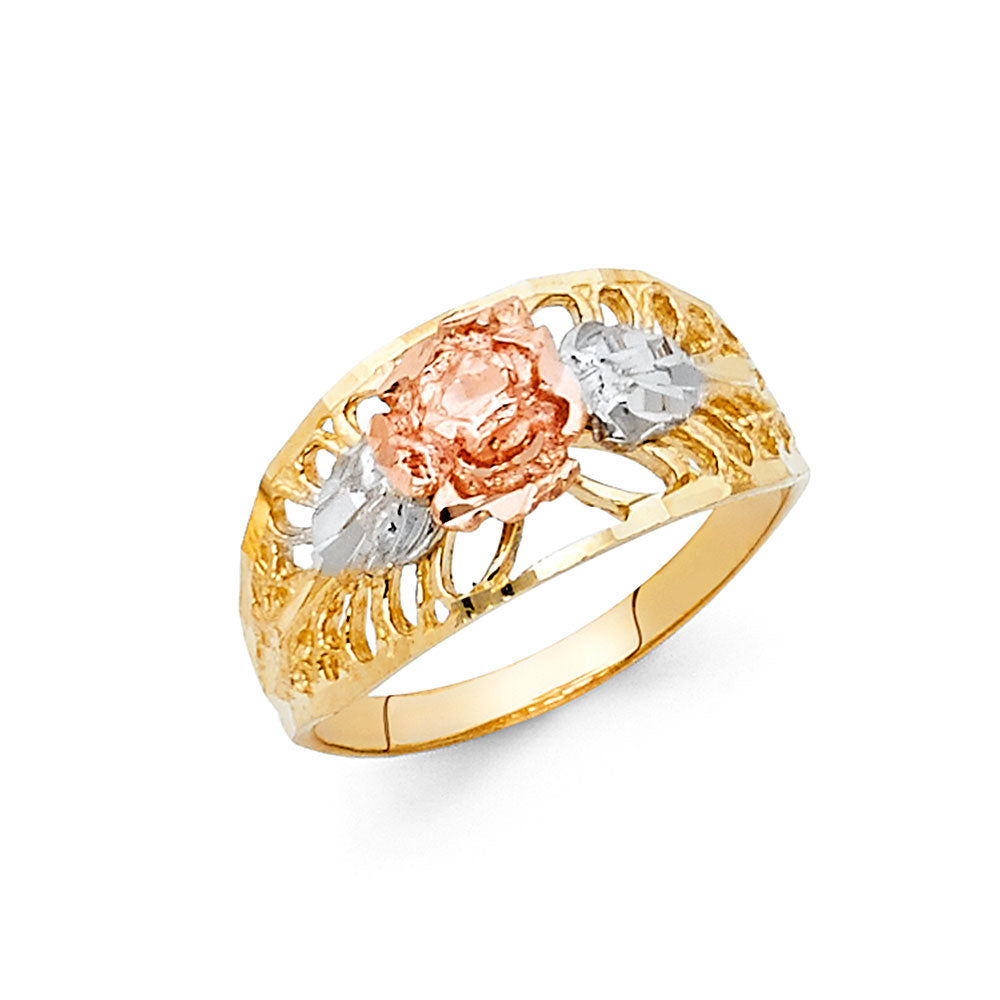 14K 3C FANCY FLOWER RING