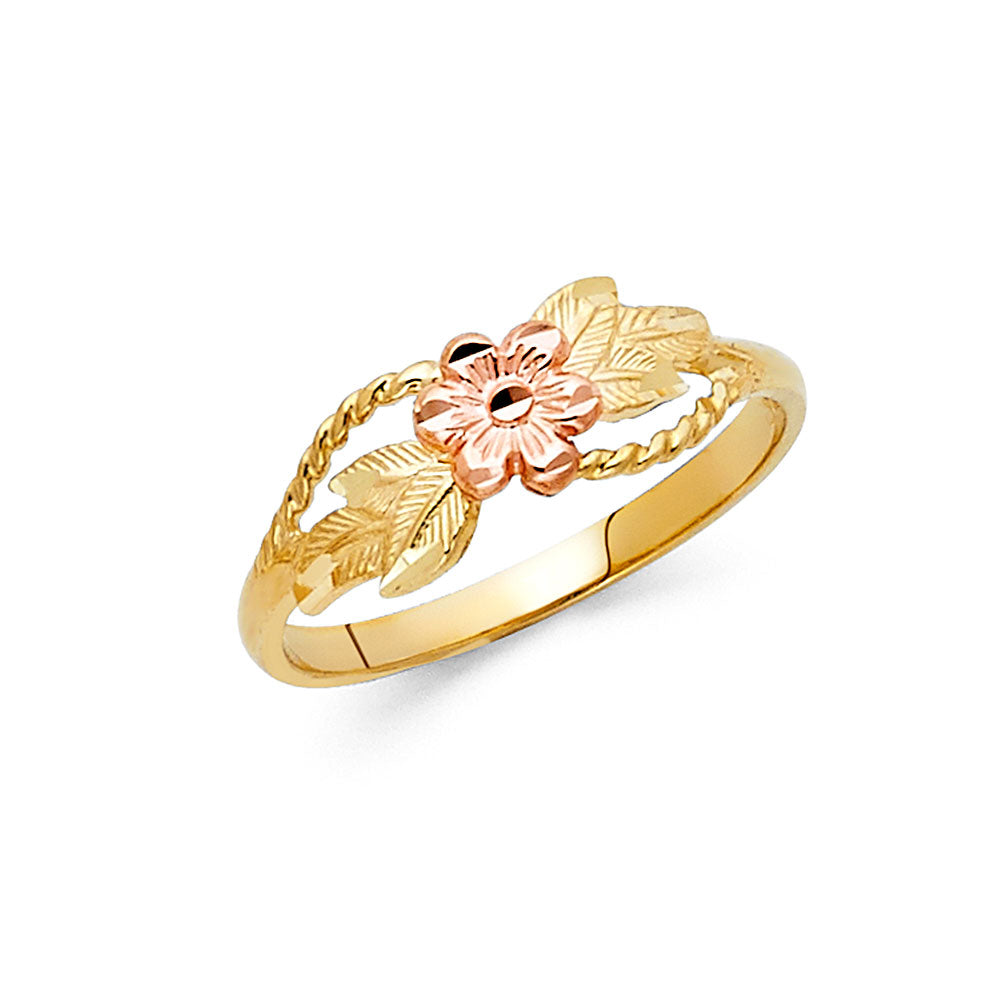 14K 2C FANCY FLOWER RING