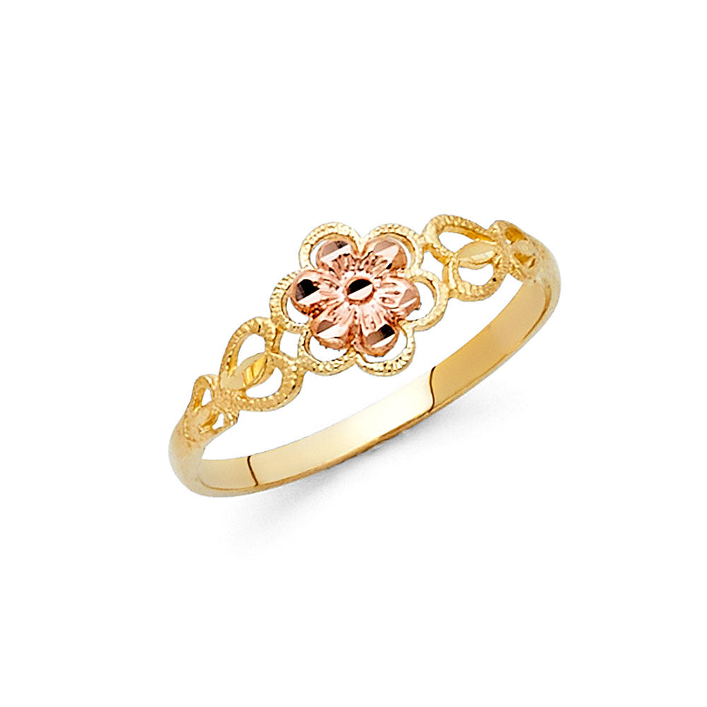 14K 2C FANCY FLOWER RING