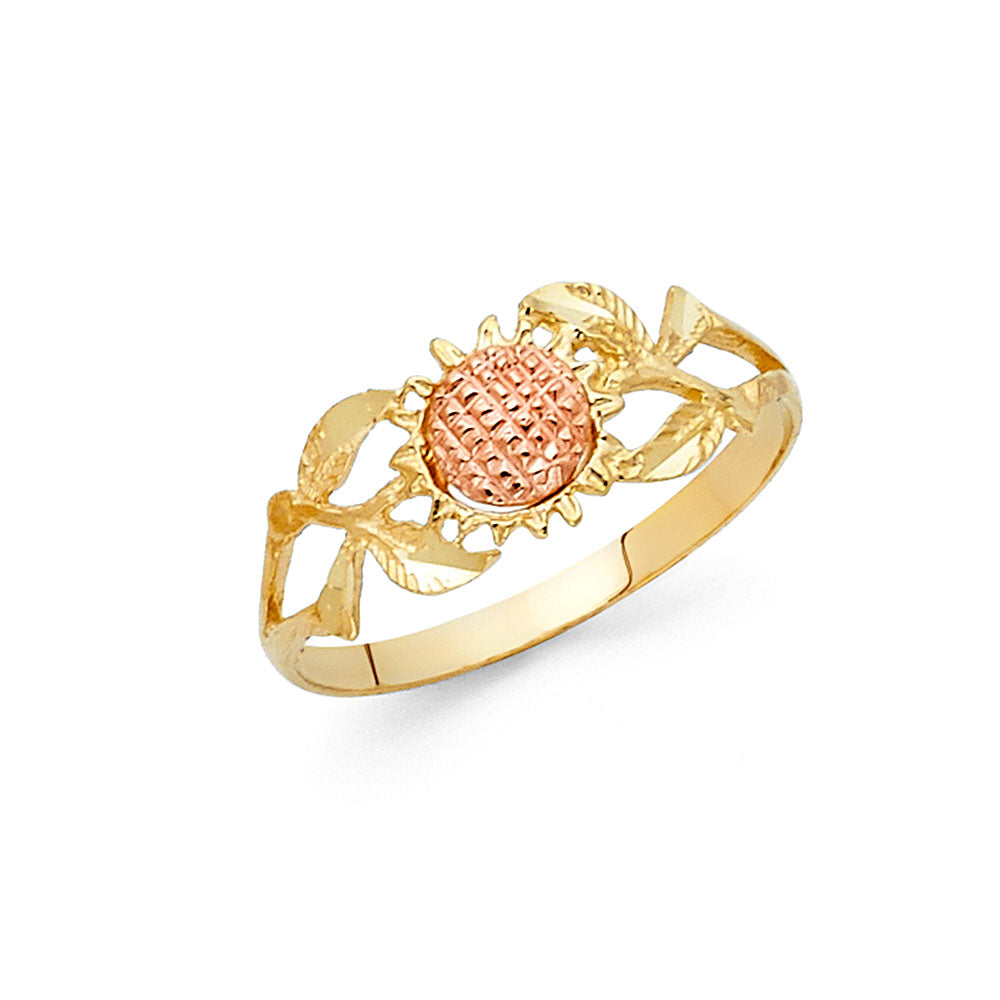 14K 2C FANCY FLOWER RING
