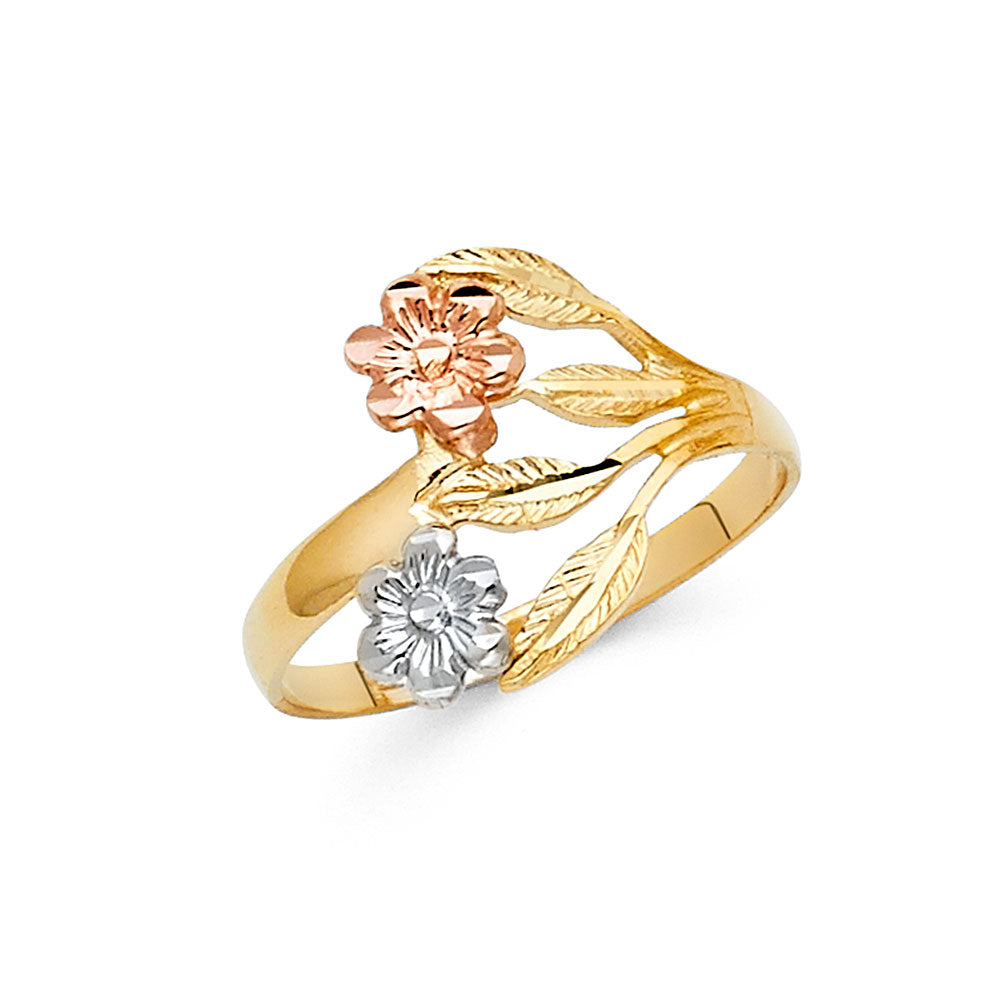 14K 3C FANCY FLOWER RING