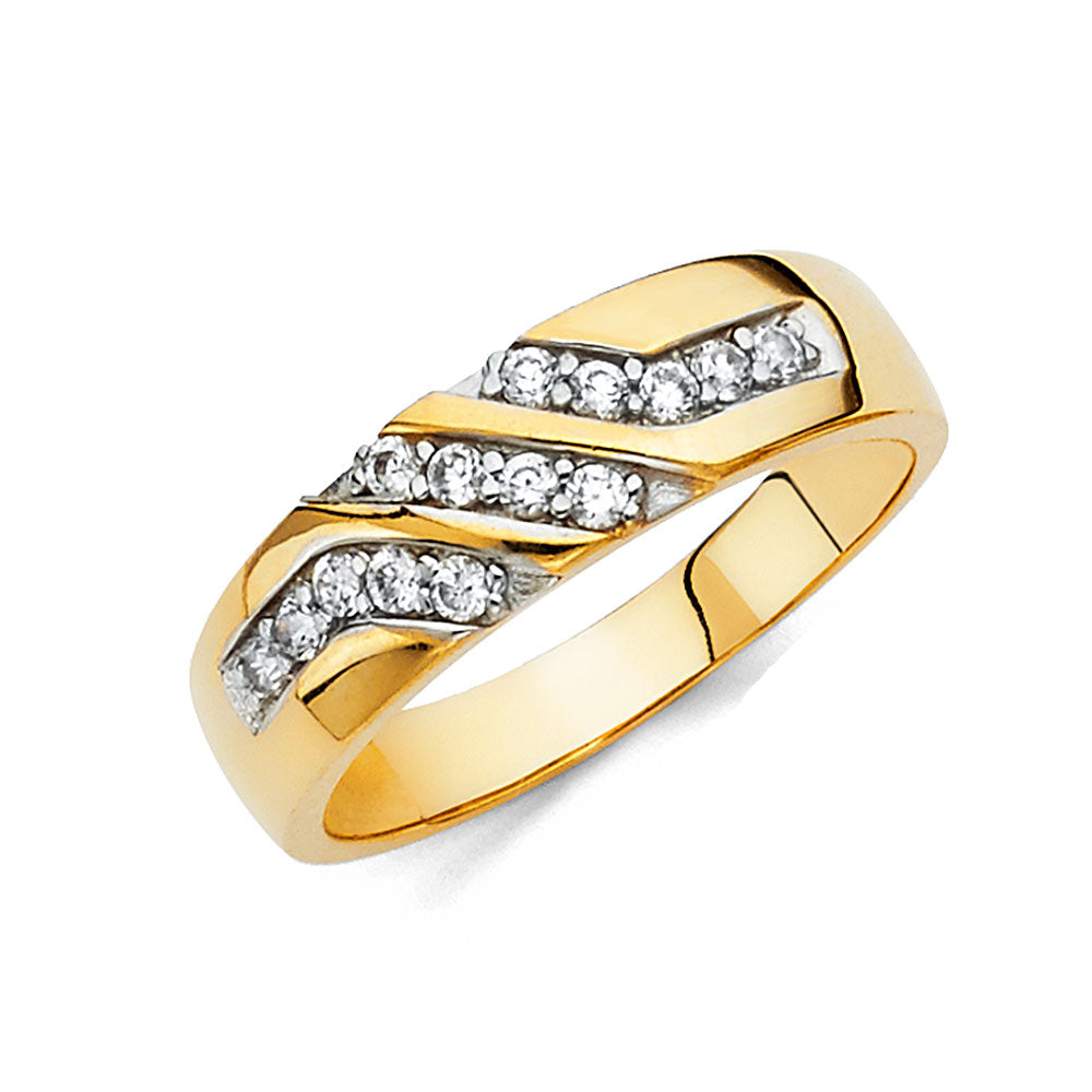 14KT CZ WEDDING BAND MEN (RG205)