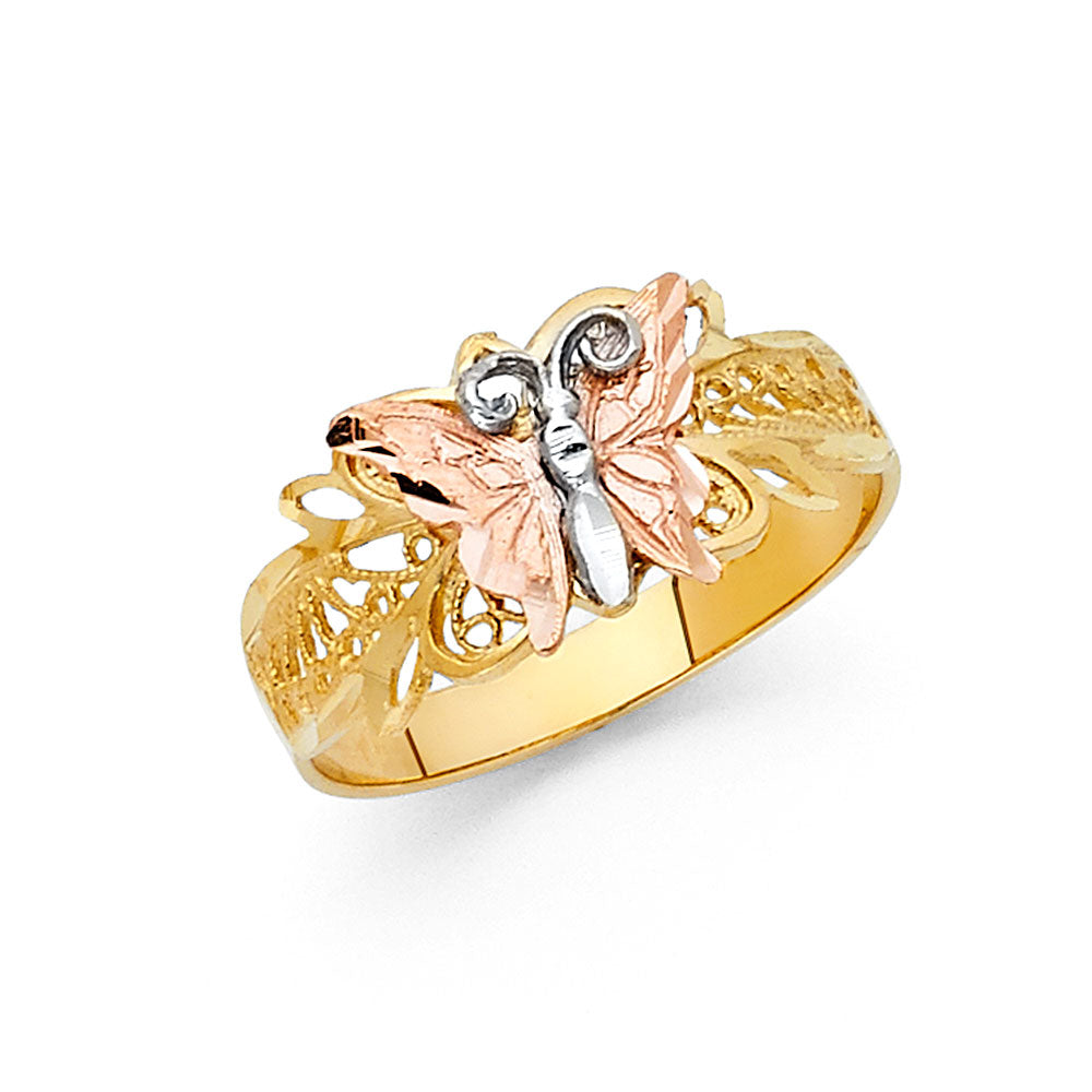 14K 3C FANCY BUTTERFLY RING