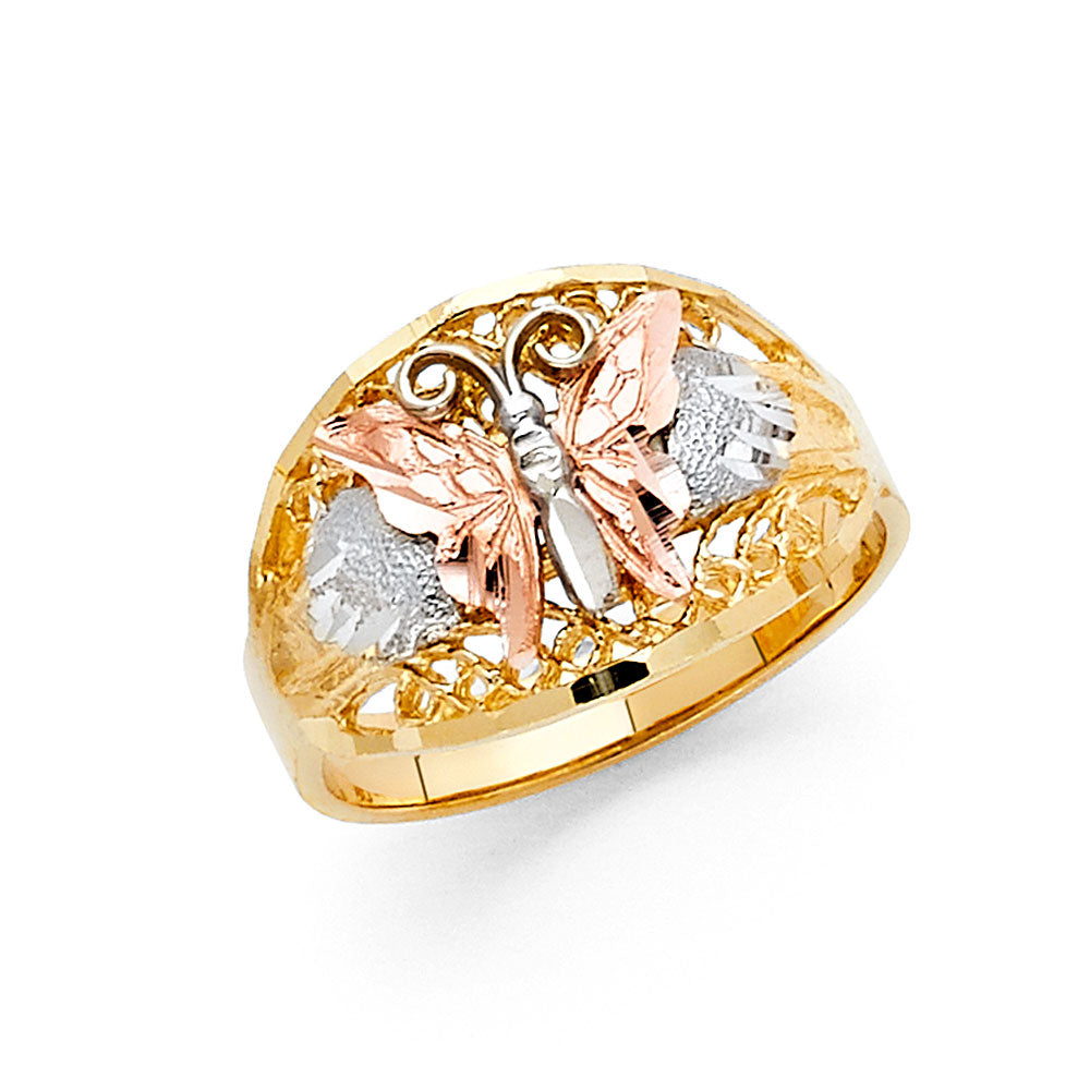 14K 3C FANCY BUTTERFLY RING