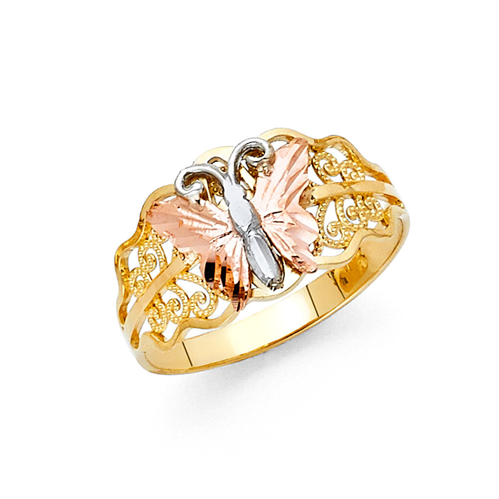 14K 3C FANCY BUTTERFLY RING