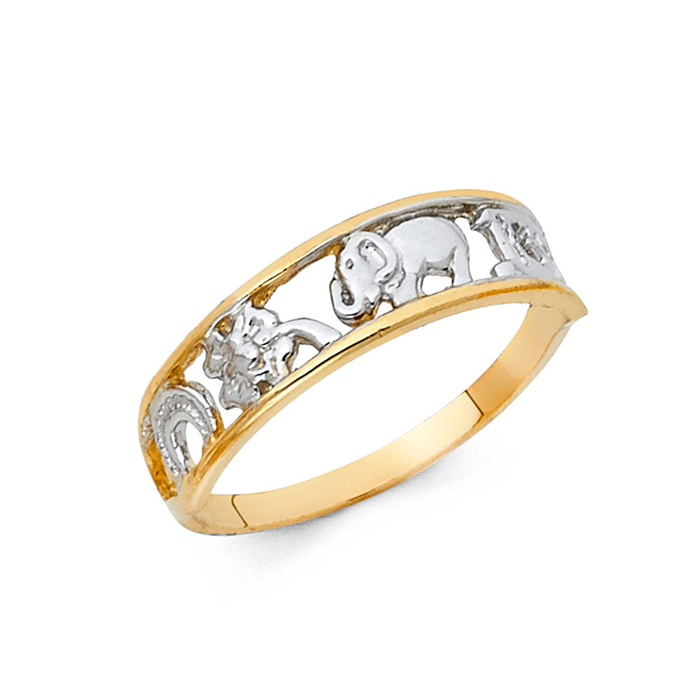 14K 2T LUCKY RING