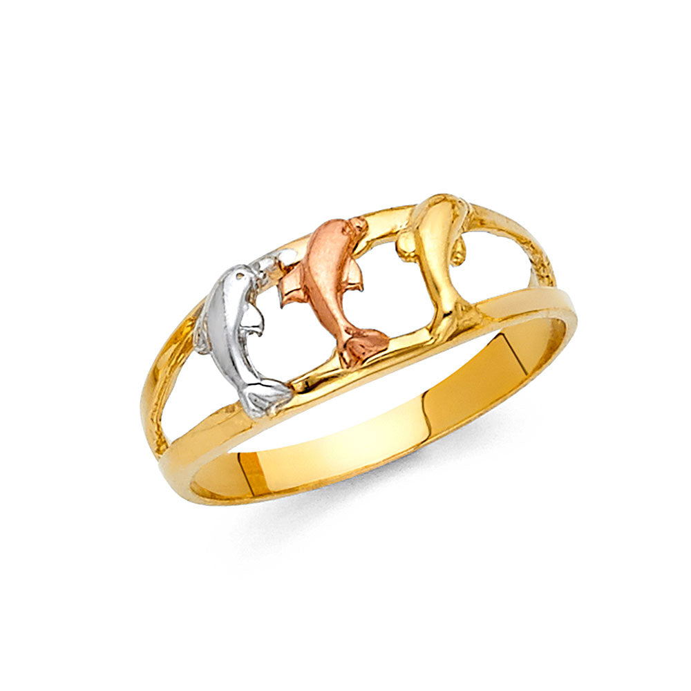 14K 3C FANCY DOLPHIN RING