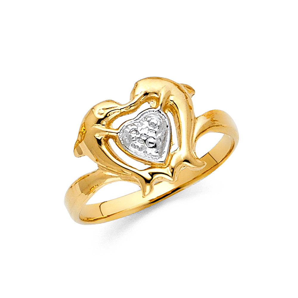 14K 2T FANCY DOLPHIN RING