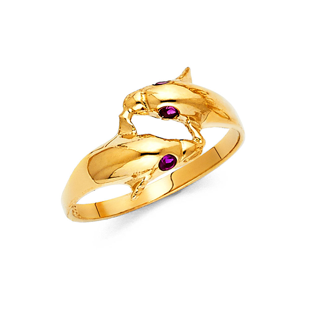 14KY CZ FANCY DOLPHIN RING