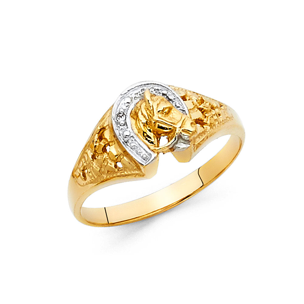 14K 2T LUCKY HORSESHOE RING