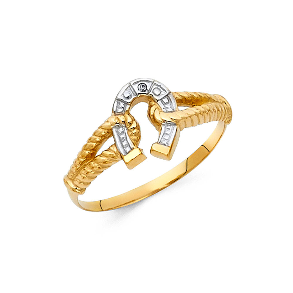14K 2T LUCKY HORSESHOE RING