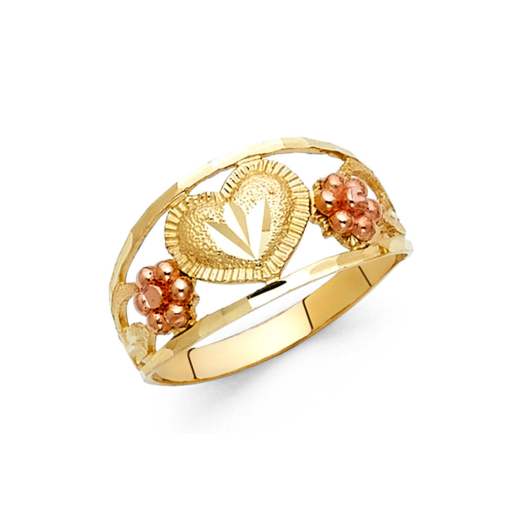14K 2C FANCY HEART RING