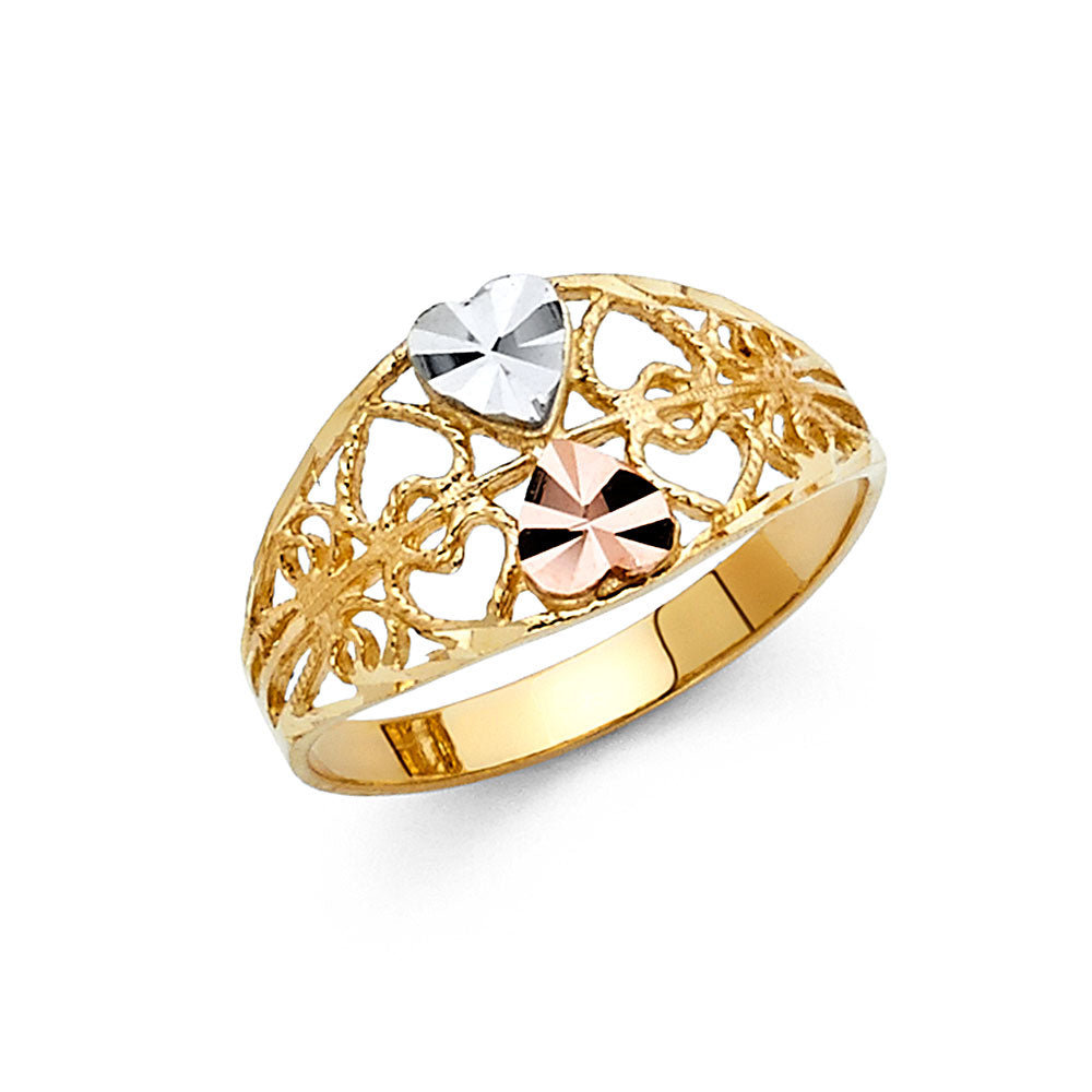 14K 3C FANCY HEART RING
