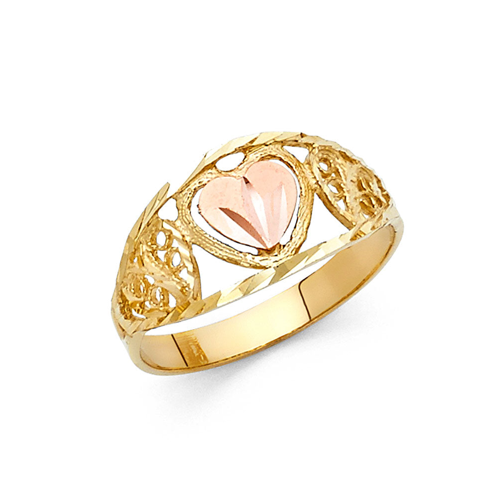 14K 2C FANCY HEART RING