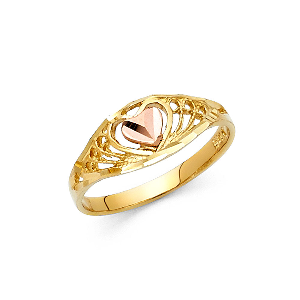 14K 2C FANCY HEART RING