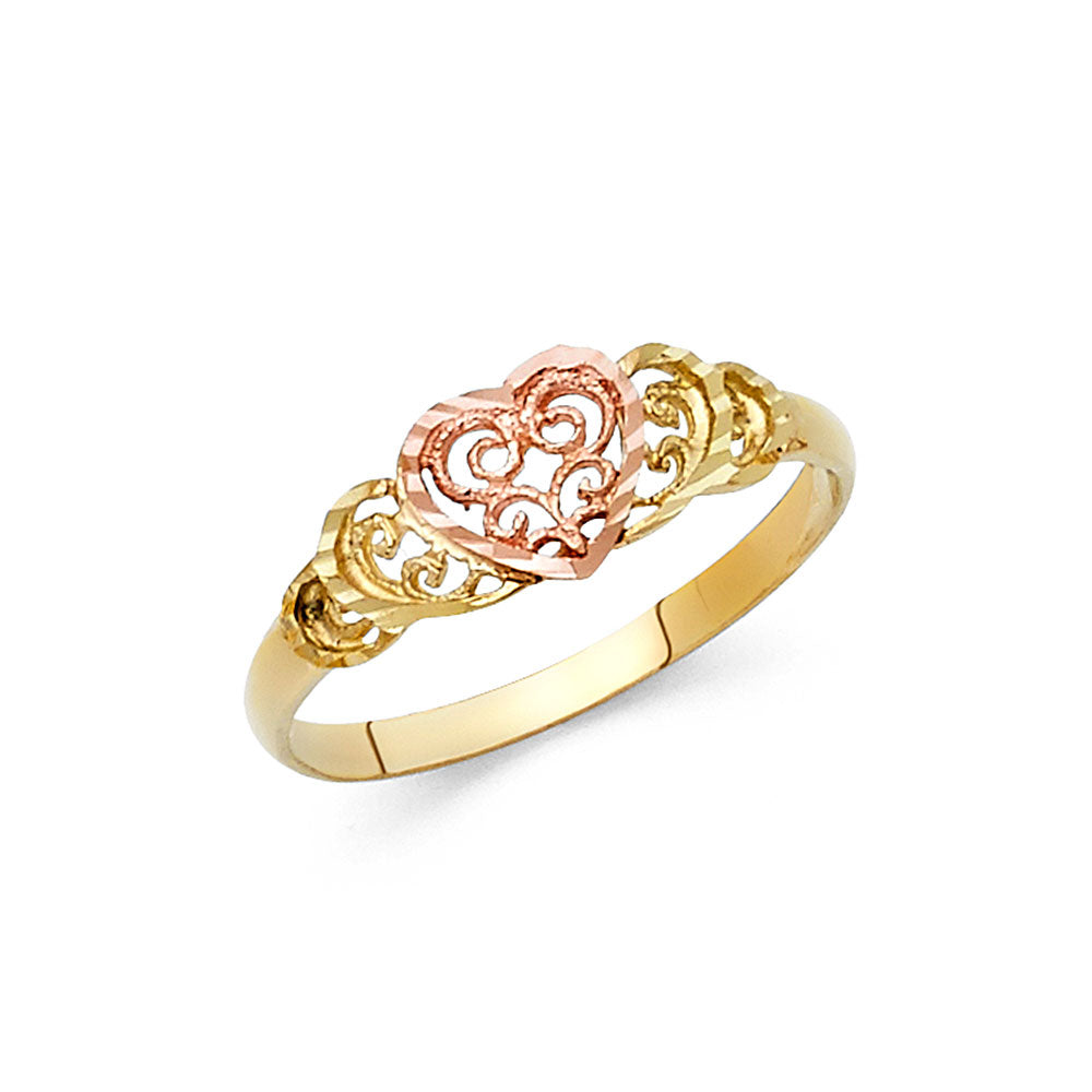 14K 2C FANCY HEART RING
