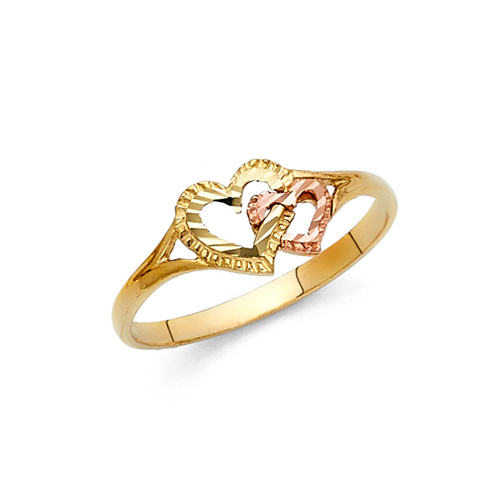 14K 2C FANCY HEART RING