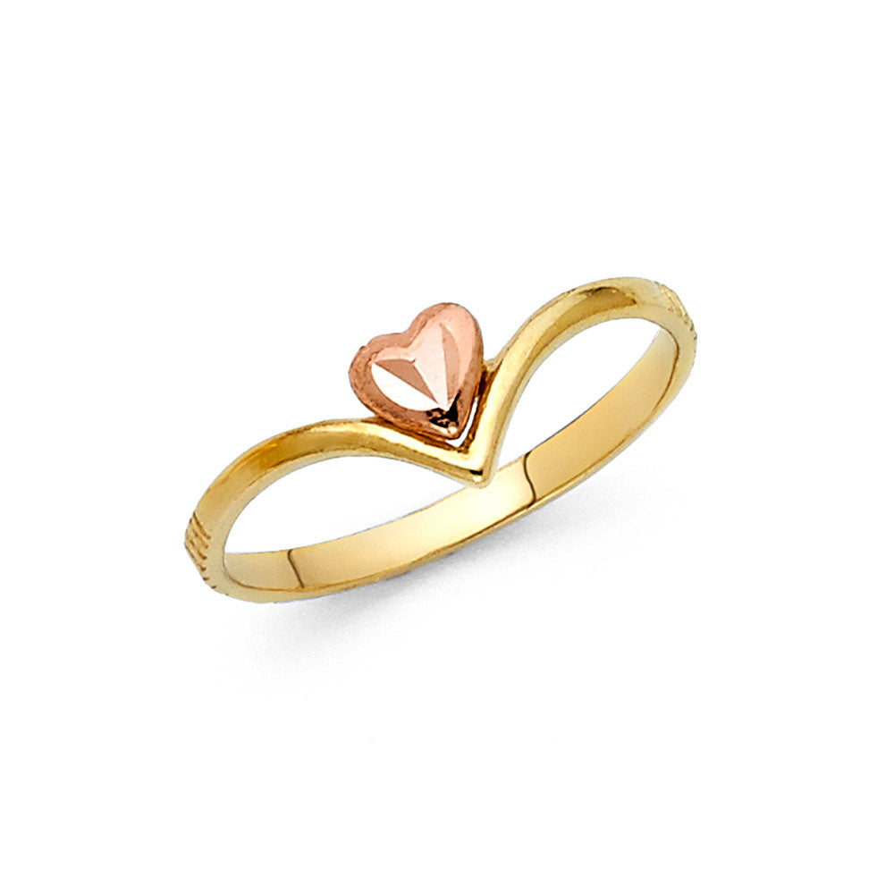 14K 2C FANCY HEART RING