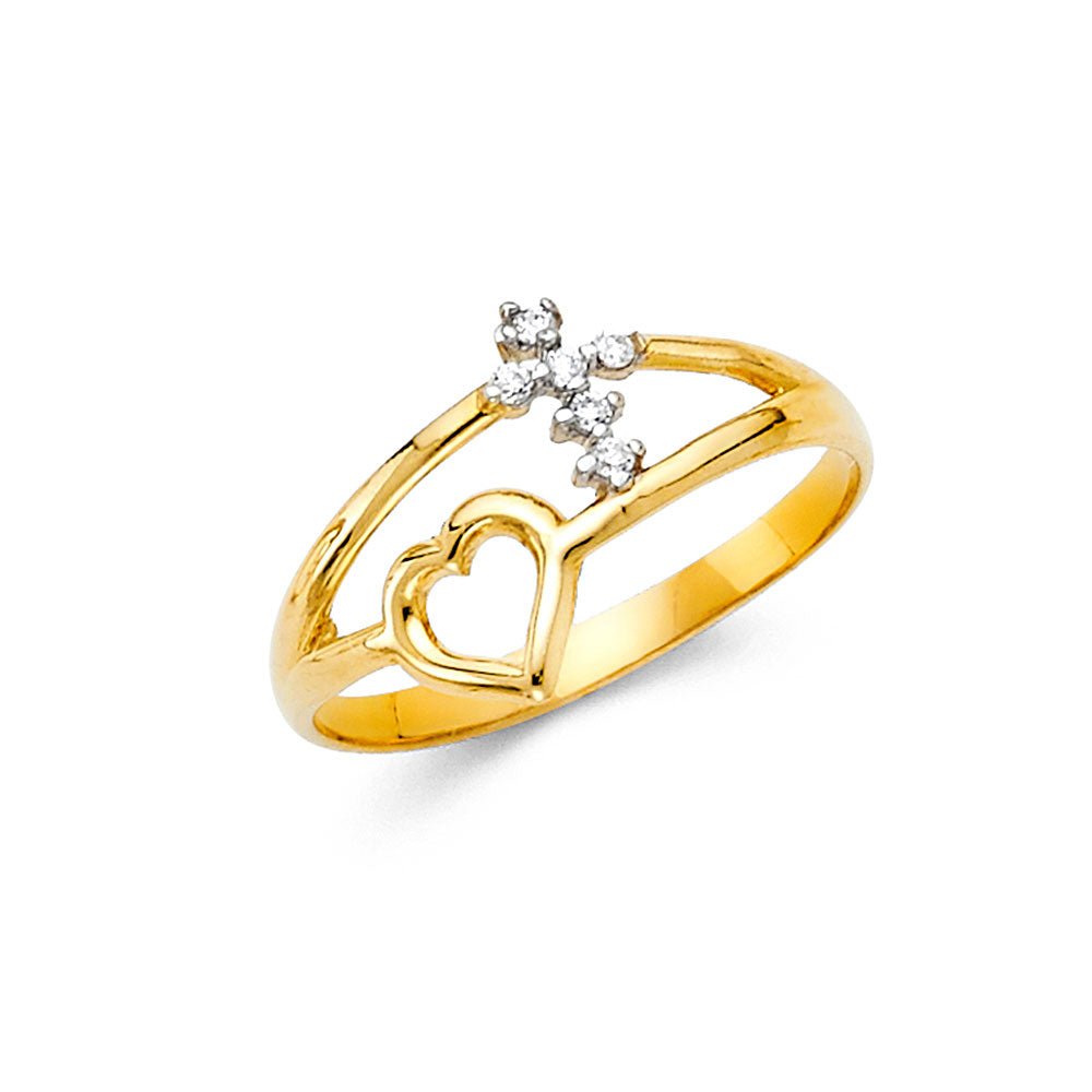 14K 2T CZ FANCY RING