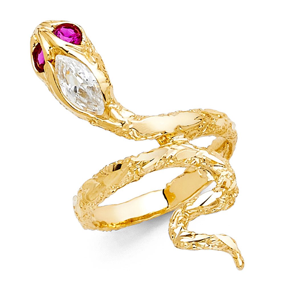 14KY CZ SNAKE FANCY RING