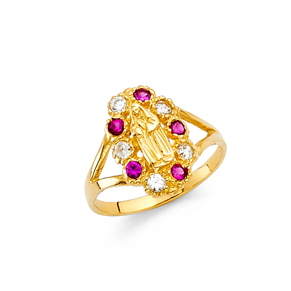 14KY CZ GUADALUPE BABIES RING