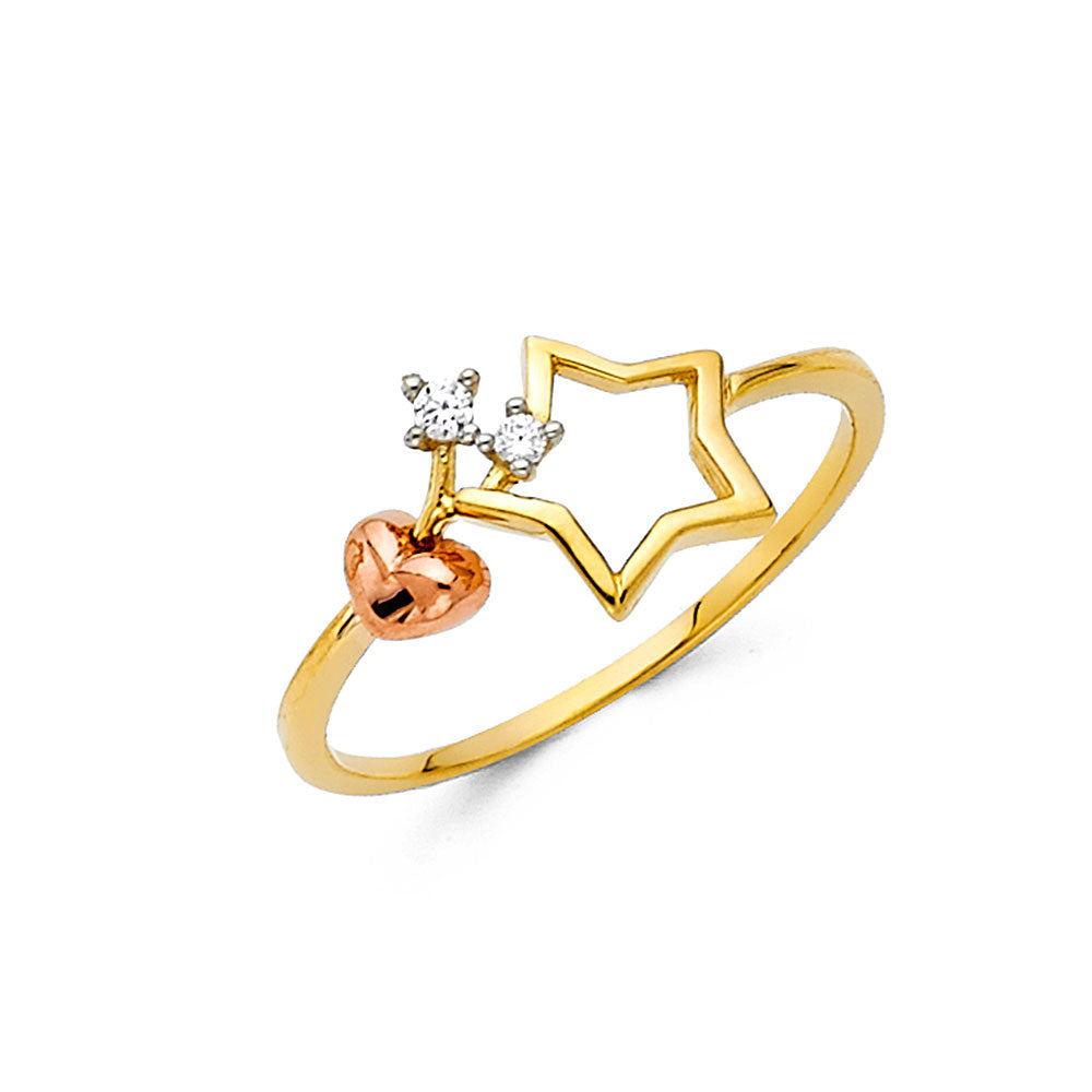 14K 3C CZ FANCY RING