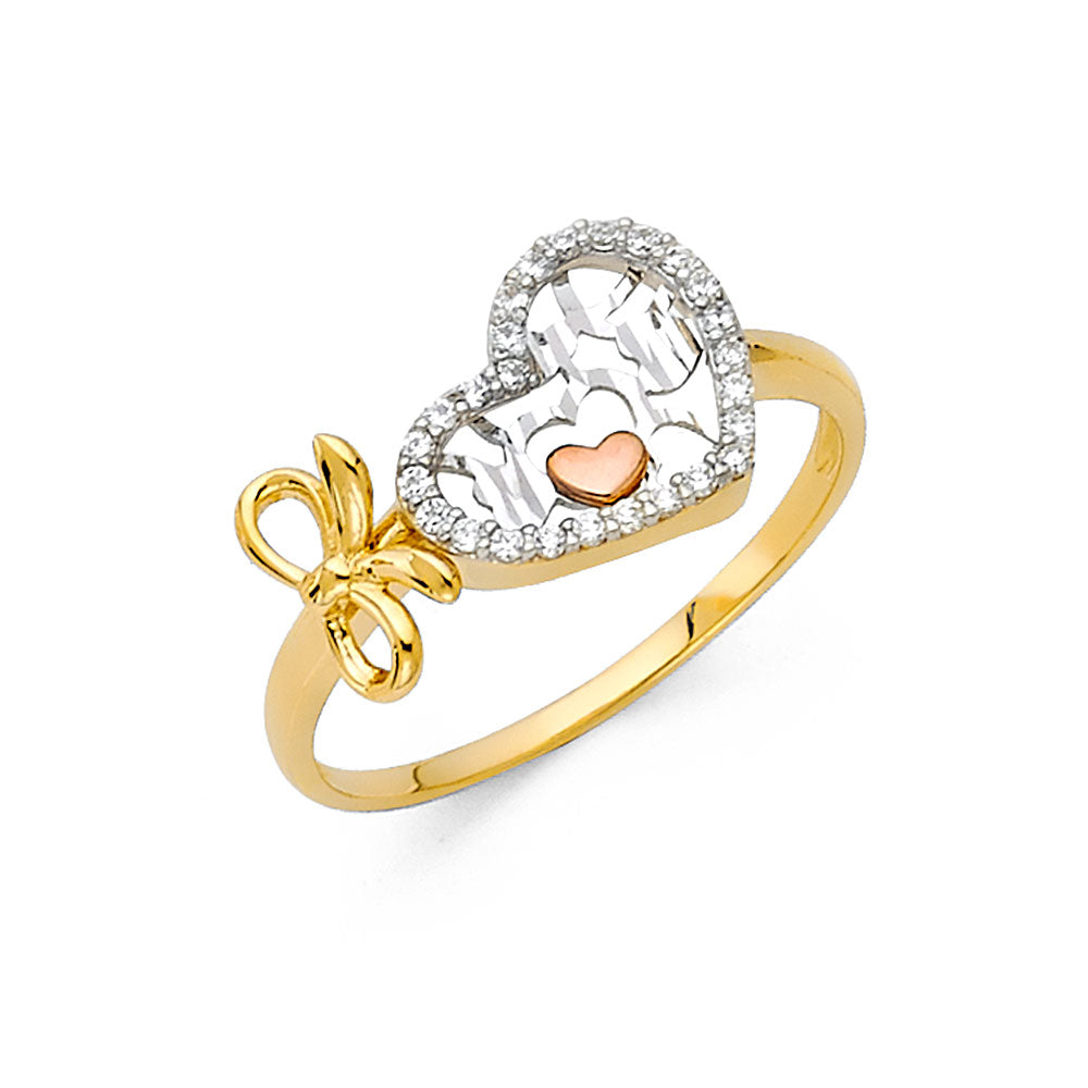 14K 3C CZ FANCY RING