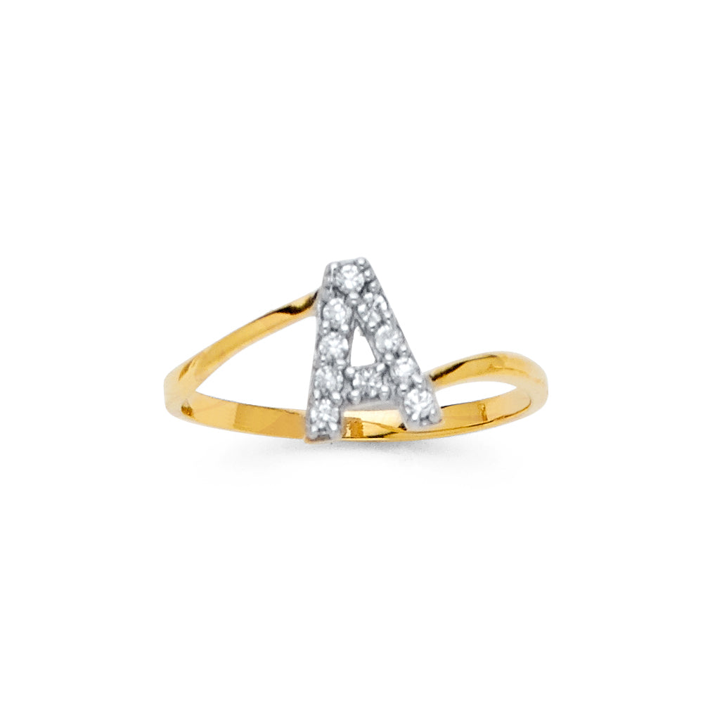 14K 2T CZ INITIAL RING - A
