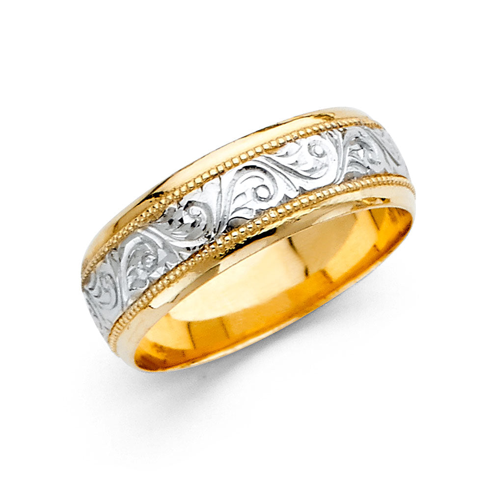 14K 2T 7MM ENGRAVE WED BD