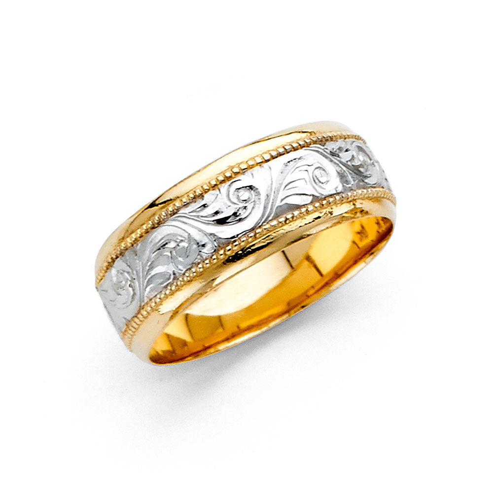 14K 2T 7MM ENGRAVE WED BD