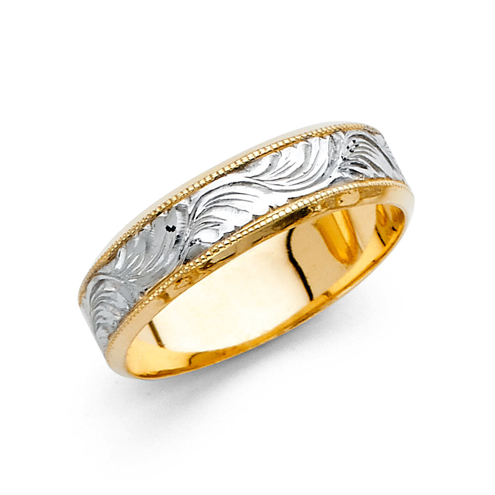 14K 2T 5MM ENGRAVE WED BD
