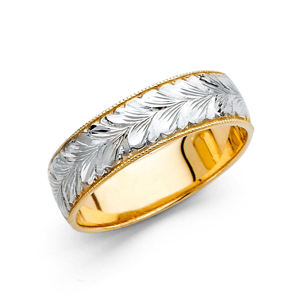 14K 2T 6MM ENGRAVE WED BD