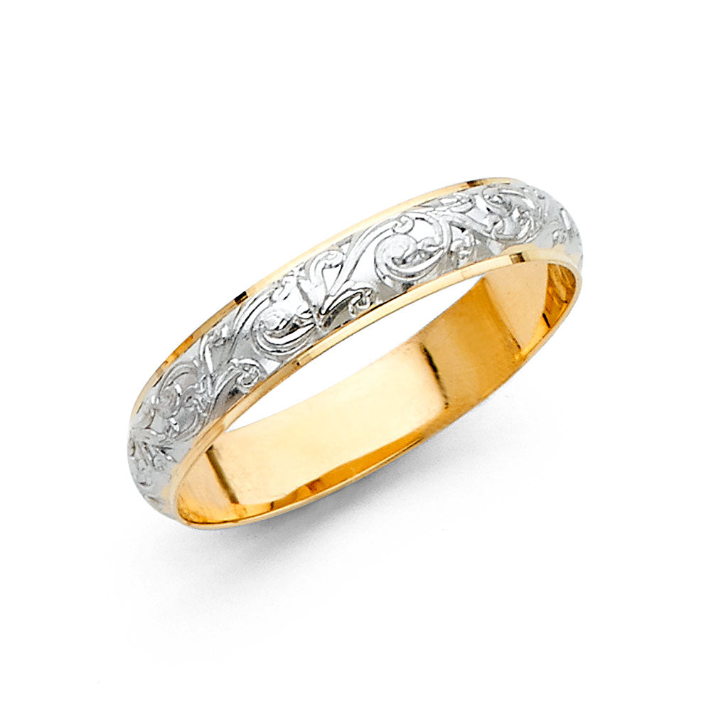 14K 2T 4MM ENGRAVE DOM WED BD